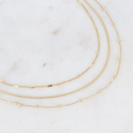 Collier Foxy - maille gourmette fine, d'une maille miroir et d'une maille forçat avec de petites boules