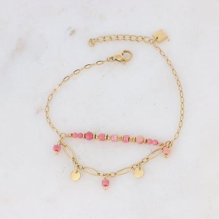 Amber Bracelet - 2 chains and natural stones