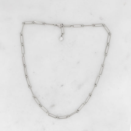 Collier Nix - maille alternée ovale et ronde avec cristal