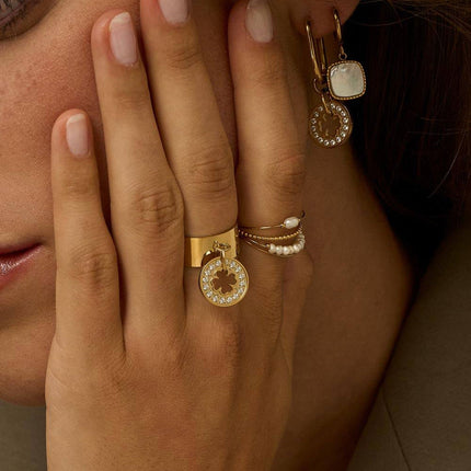 Bague Isabelline - trèfle - oxydes de zirconium