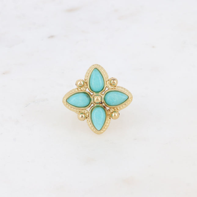 Ring - clover and 4 natural stones