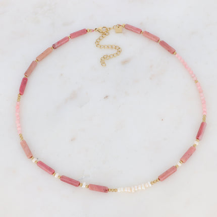 Collier Philomène avec cylindres en pierre naturelle