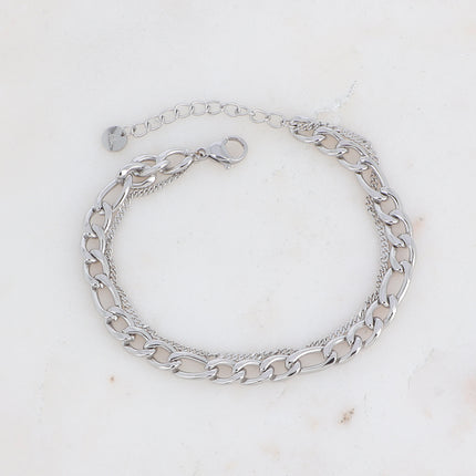 Bracelet Ivring - 2 rangs, maille et chaîne fine