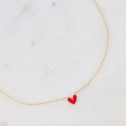 Collier Yesenia - petit coeur en émail