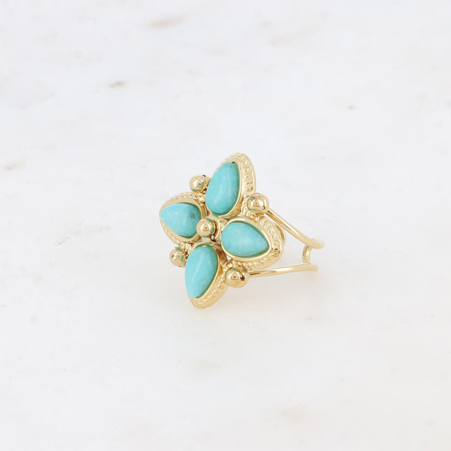 Ring - clover and 4 natural stones