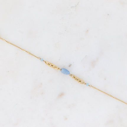 Bracelet - ribbed mesh and natural stones