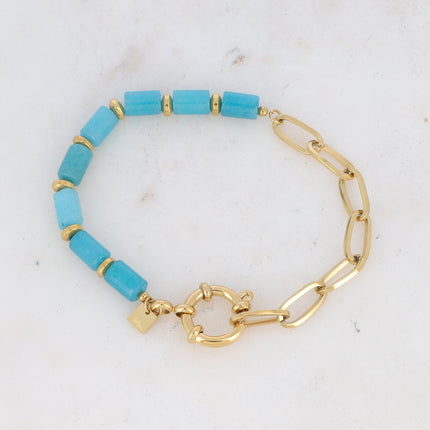 Bracelet maille et perlé en pierre naturelle