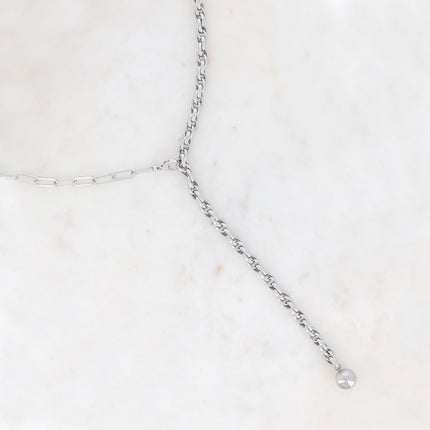 Sautoir UNISEX Fay - maille et pierre naturelle