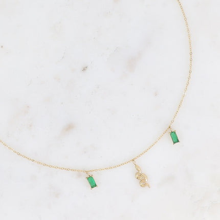 Collier Aglaia - serpent et cristaux rectangulaires