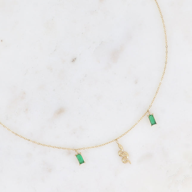 Collier Aglaia - serpent et cristaux rectangulaires