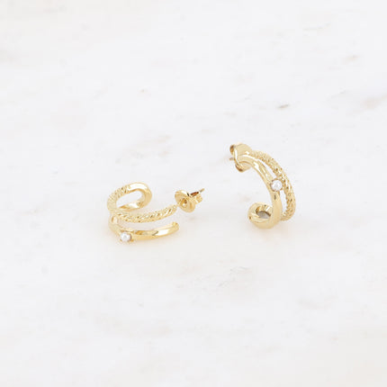 Caitríona hoops - double ring and cubic zirconia/resin pearls