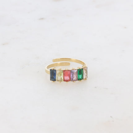 Bague - 6 cristaux rectangulaires