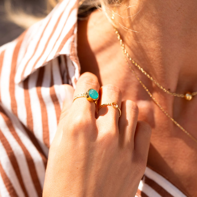 Bague Rosine - pierre naturelle ronde