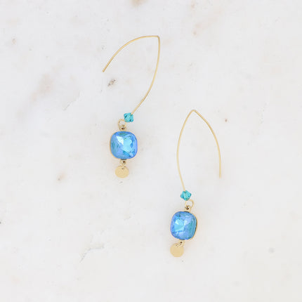 Boucles pendantes Aléa - cristaux 10 mm et toupie