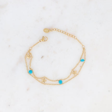Bracelet Breanna - 2 mailles et pierres naturelles