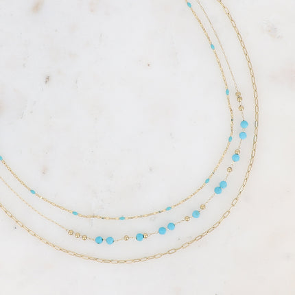 Collier 3 rangs avec pierres naturelles et émail