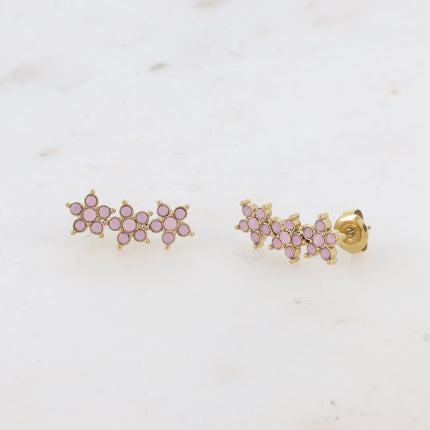 Boucles puces - 3 fleurs et oxydes de zirconium