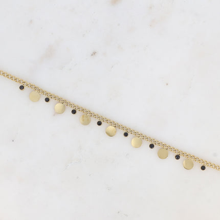 Bracelet - maille gourmette, pastilles rondes et cristaux