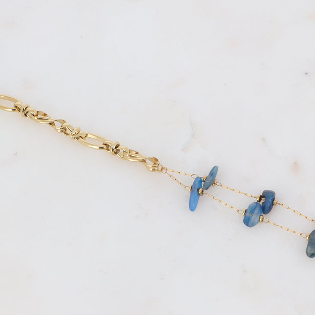 Bracelet Galen - maille et 2 chaînes - pierre naturelle