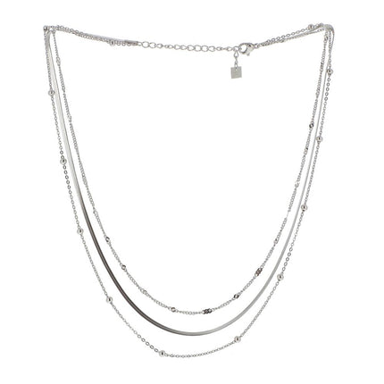 Collier Foxy - maille gourmette fine, d'une maille miroir et d'une maille forçat avec de petites boules