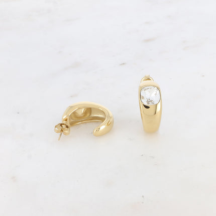 Hoop earrings - square crystal 8 x 8mm
