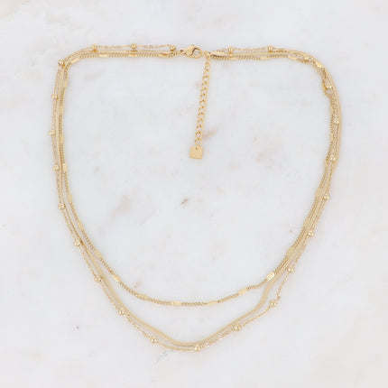 Collier Foxy - maille gourmette fine, d'une maille miroir et d'une maille forçat avec de petites boules