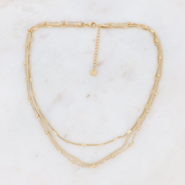 Foxy necklace - fine curb chain, mirror link and cable chain with small beads