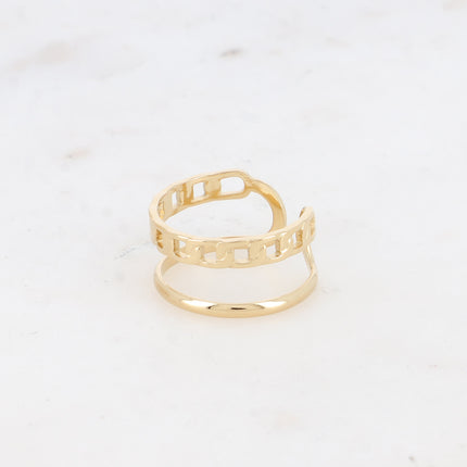 Bague - 2 rangs, maille gourmette et lisse