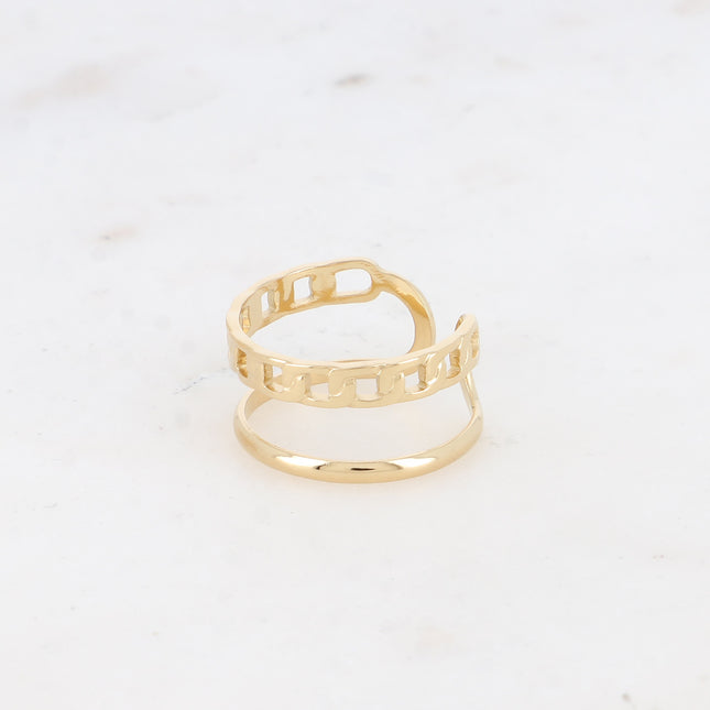 Ring - 2 rows, curb chain and smooth