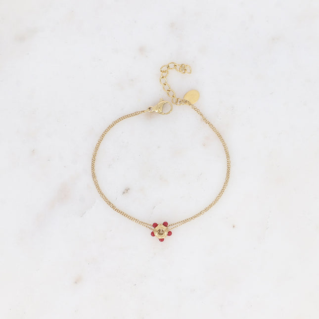 Bracelet - mini pendentif rondelle et pierres naturelles