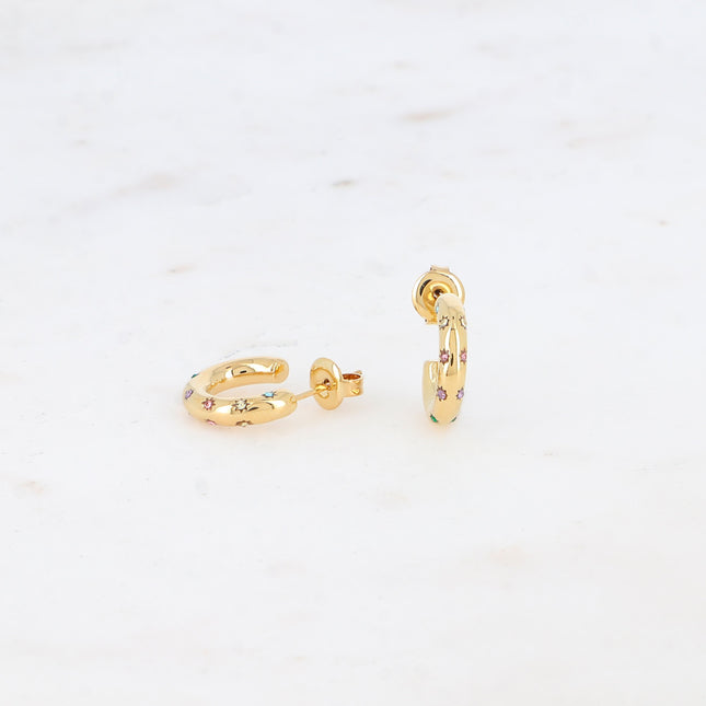 Créoles Orria - lisses avec oxydes de zirconium - 15 mm
