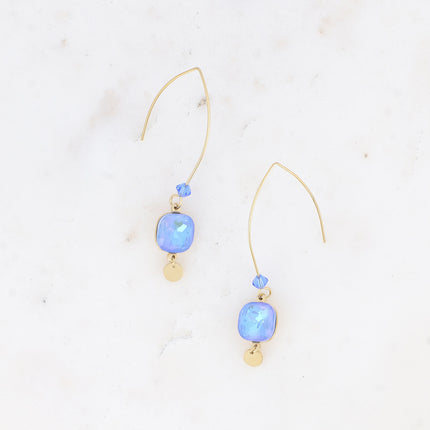Boucles pendantes Aléa - cristaux 10 mm et toupie