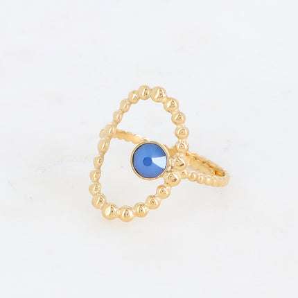 Bague ovale et bulles avec cristal