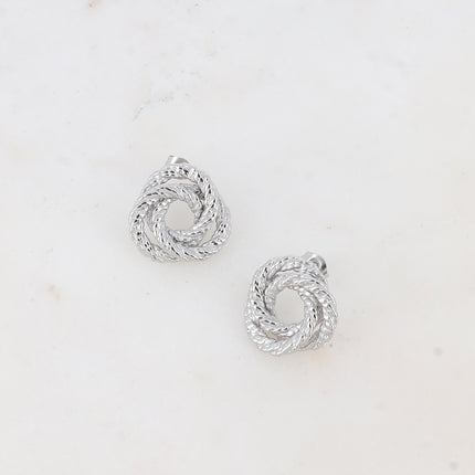 Stud earrings - double textured ring