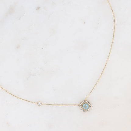 Collier - cristal carré et oxydes de zirconium