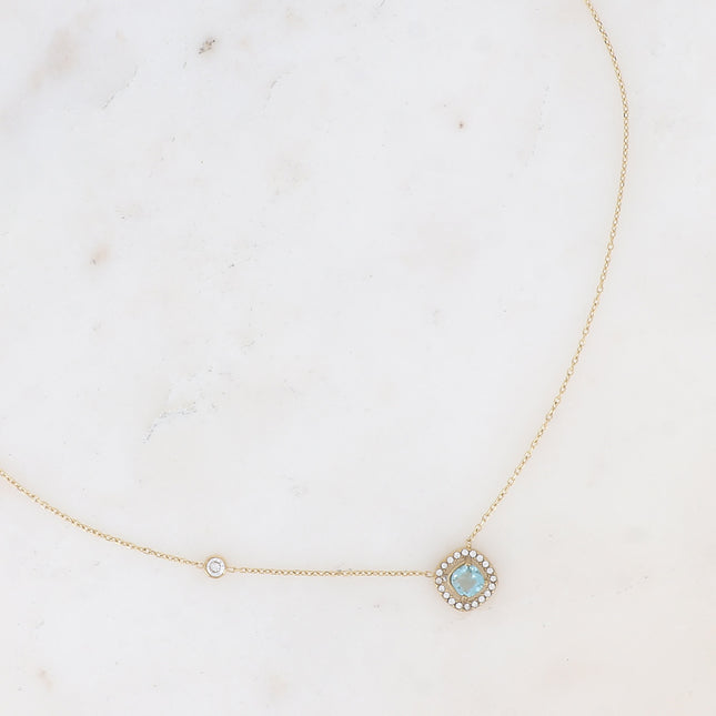 Collier - cristal carré et oxydes de zirconium