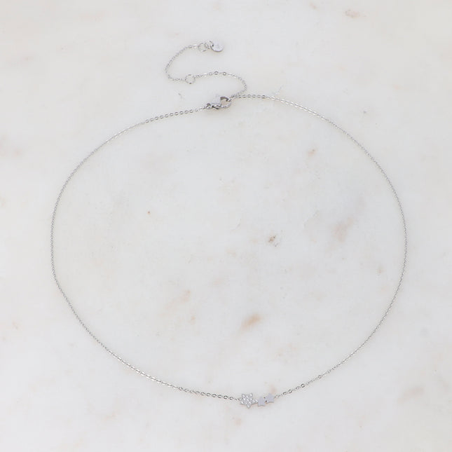 Collier Comète - 3 étoiles et oxydes de zirconium