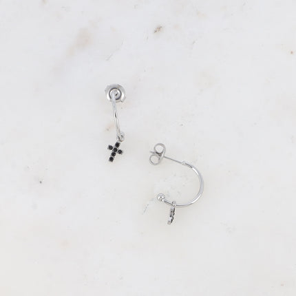 Créoles - mini croix et oxydes de zirconium