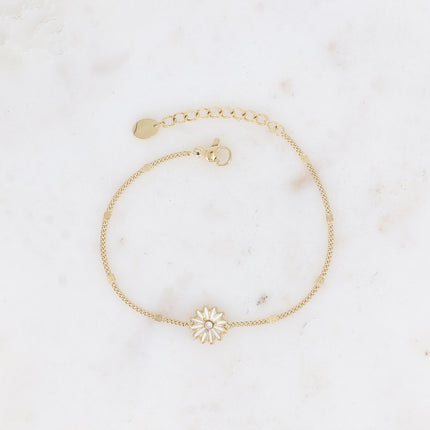 Bracelet Aloysia - marguerite aux pétales émaillées et oxyde de zirconium