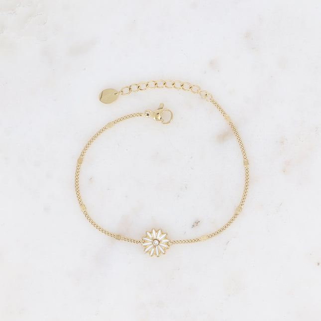 Aloysia Bracelet - daisy with enameled petals and cubic zirconia