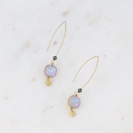 Boucles pendantes Aléa - cristaux 10 mm et toupie