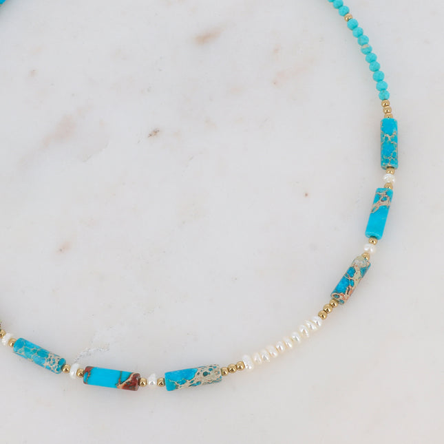 Collier Philomène avec cylindres en pierre naturelle