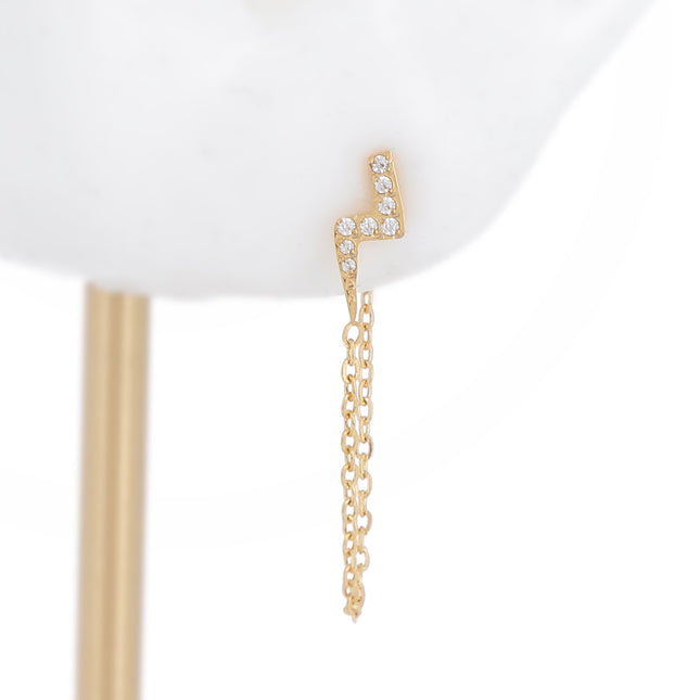 Flash Earrings - Lightning Bolt and Zirconia