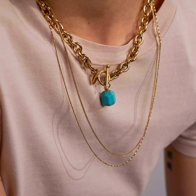 Collier Arial - UNISEX - maille fine torsadée 65+5CM