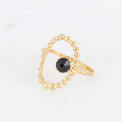 Bague ovale et bulles avec cristal