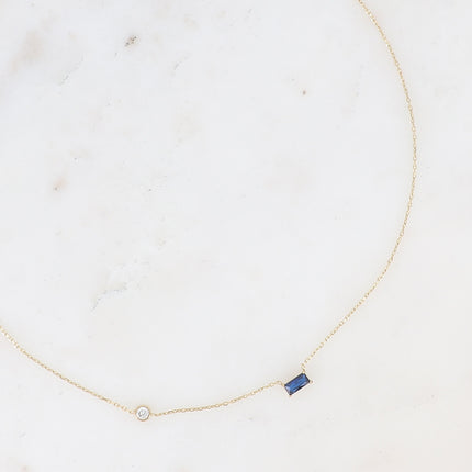 Collier - cristal rectangulaire et oxyde de zirconium