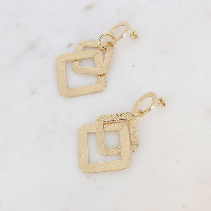 Stud earrings - geometric shapes with a brushed effect