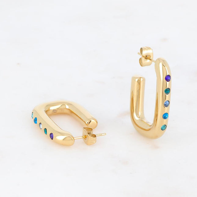 Inna Creole earrings - rectangular with zirconia