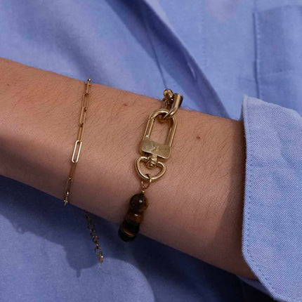 Bracelet Kelly - UNISEX - maille ovale et pierre naturelle