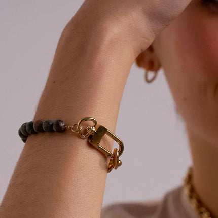 Bracelet Kelly - UNISEX - maille ovale et pierre naturelle